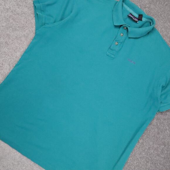 VTG Patagonia Logo Made in USA Large Blue Short Sleeve Collared Polo Shirt - Picture 6 of 10